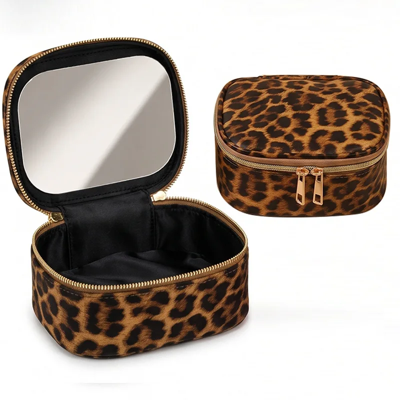 Portable LED Mirror Toiletry Cosmetic Bag